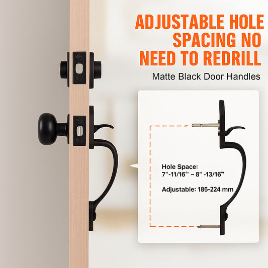 Front Door Handle and Deadbolt Set, Matte Black Single Cylinder Handles with Interior Knob, Adjustable for Right and Left Hand Doors