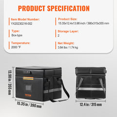 Fireproof Document Box, Fireproof Document Bag with Lock 2000_, Fireproof and Waterproof File Box 450x140x315 mm with Zipper & Handle, for Money, Documents, Jewelry and Passport