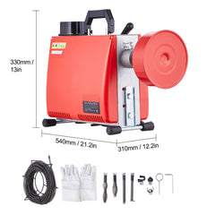 Drain Cleaner Machine 66FT x 5/8" 250W Sewer Snake Auger Manual Feed