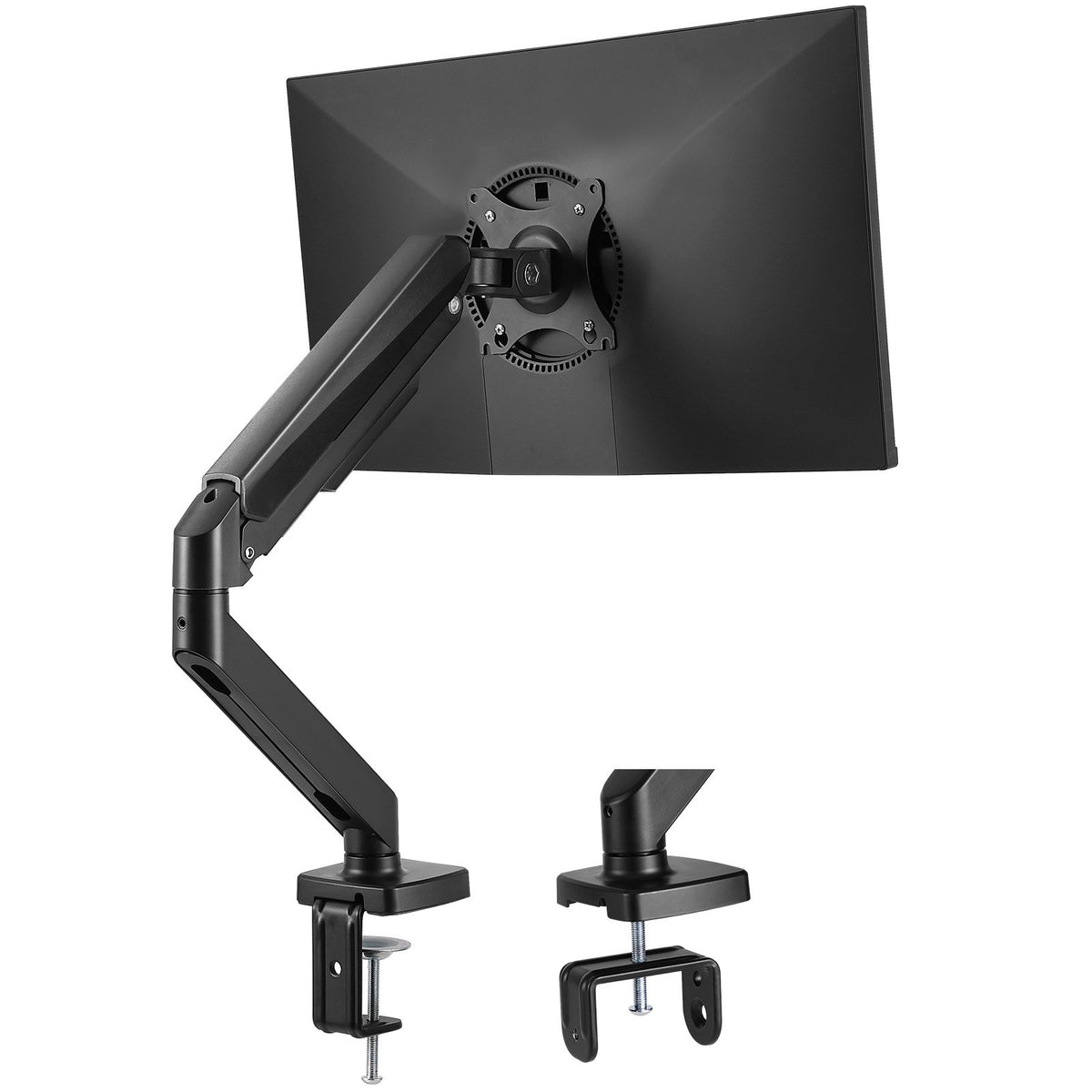 Single Monitor Mount, Supports 13"-32", 330-813 mm Screen, Fully Adjustable Gas Spring Monitor Arm, Hold up to 9.1 kg, Computer Monitor Stand Holder with C-Clamp/Grommet Mounting Base, VESA Mount Bracket