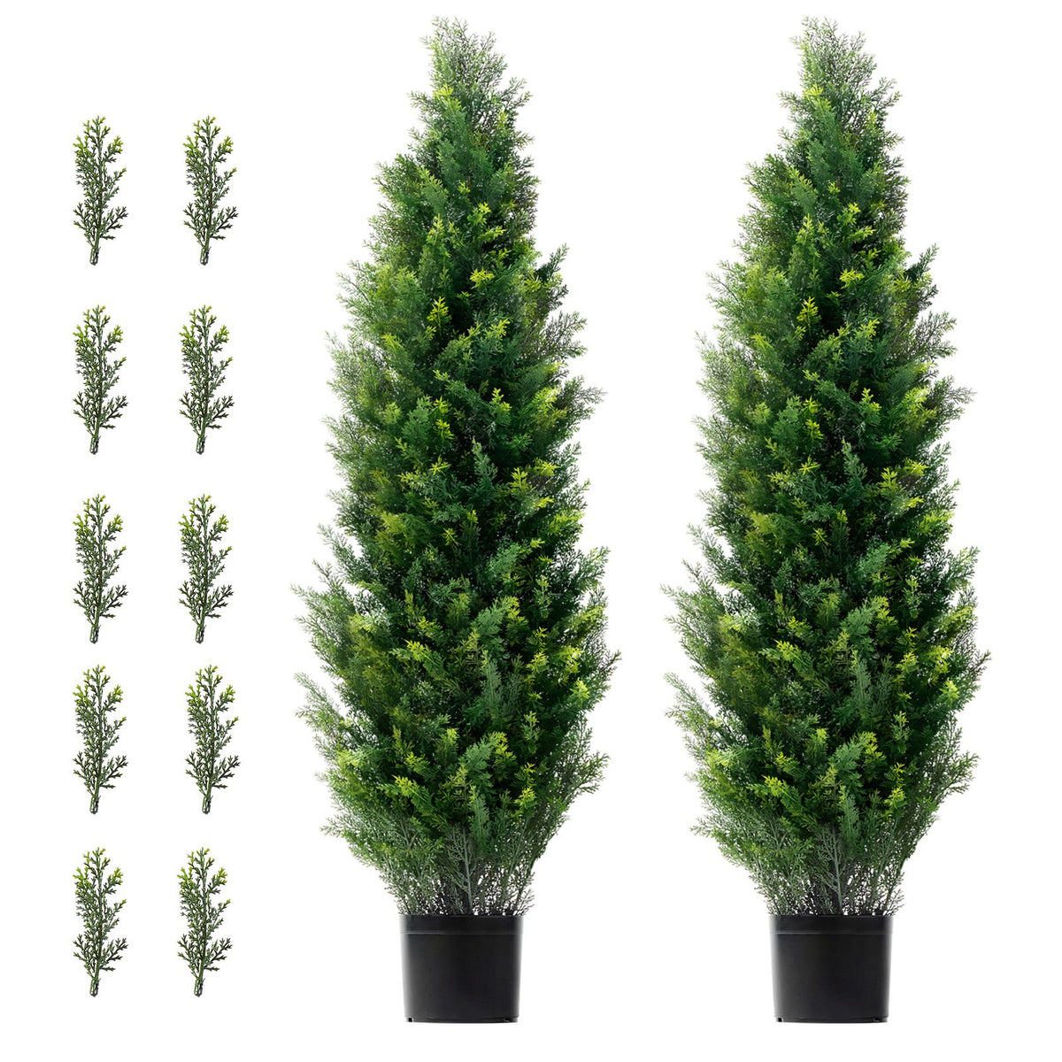 2 Pack 4' Artificial Cedar Topiary Tree Faux Plant UV Decor In/Outdoor