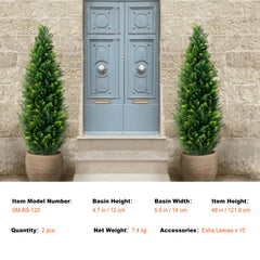 2 Pack 4' Artificial Cedar Topiary Tree Faux Plant UV Decor In/Outdoor