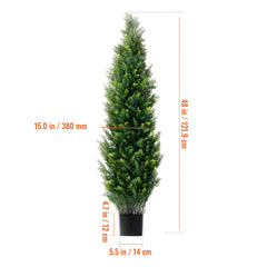 2 Pack 4' Artificial Cedar Topiary Tree Faux Plant UV Decor In/Outdoor