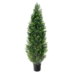 2 Pack 4' Artificial Cedar Topiary Tree Faux Plant UV Decor In/Outdoor