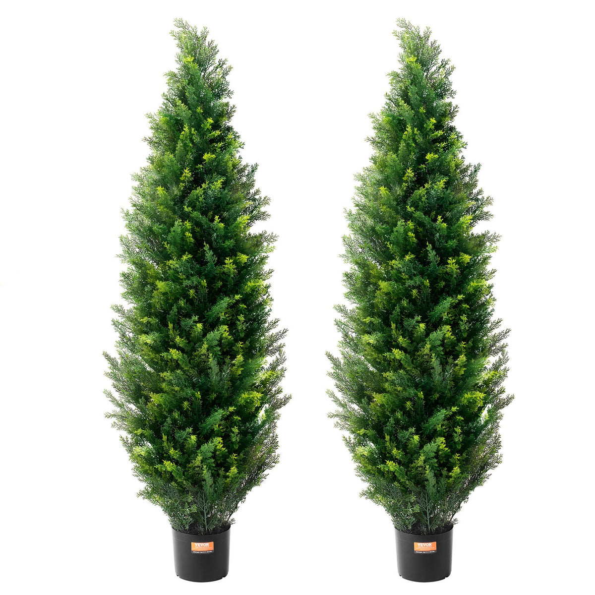 2 Pack 5' Artificial Cedar Topiary Tree Faux Plant UV Decor In/Outdoor