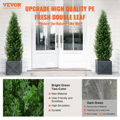 2 Pack 5' Artificial Cedar Topiary Tree Faux Plant UV Decor In/Outdoor