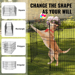 Dog Playpen, 8 Pcs 30"H x 24"W Panels Foldable Metal Pet Exercise Pen, Dog Fence Indoor and Outdoor Pen with Door, 600D Oxford Fabric Bottom Pad, Pet Playpen for Dogs, Cats, Other Small Animals