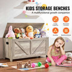 Kids Toy Storage Bench Wooden Toy Box Chest 38.98 x 15.55 x 18.9 in Gray