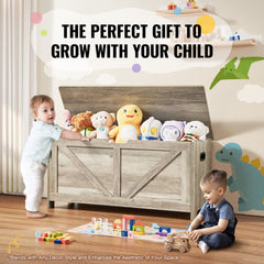 Kids Toy Storage Bench Wooden Toy Box Chest 38.98 x 15.55 x 18.9 in Gray