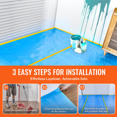 Carpet Protection Film, 40" x 84' Floor and Surface Shield, Easy to Cut Simple Installation, Fiber Fabric Car Mat Protection Film Roll for Construction & Renovation,Blue