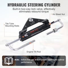 150HP Hydraulic Outboard Steering Kit Boat Marine System, Built-in Two-Way Lock Cylinder, 150HP Pump and High-Strength Nylon Hose for Single Station, Single-Engine use