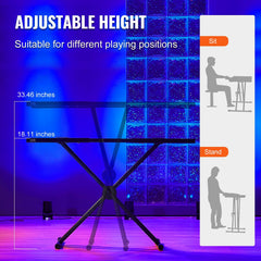 DJ Table Stand, (820-1095)x465 mm Portable DJ Laptop and Controller Stand, Lightweight DJ Desk DJ Booth Adjustable Height DJ Stand, Foldable Double-X Keyboard Stand & Tabletop, Audio Mixer Stand