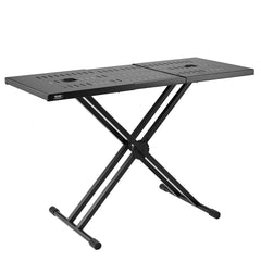 DJ Table Stand, (820-1095)x465 mm Portable DJ Laptop and Controller Stand, Lightweight DJ Desk DJ Booth Adjustable Height DJ Stand, Foldable Double-X Keyboard Stand & Tabletop, Audio Mixer Stand