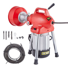 Drain Cleaner Machine 66FT x 5/8In 250W Sectional Snake Auger Manual Feed