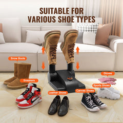 Foldable 2-Tube Shoe Dryer Boot Dryer with Heat Blower Black & Orange