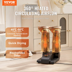 Foldable 2-Tube Shoe Dryer Boot Dryer with Heat Blower Black & Orange