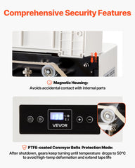 Continuous Sealing Machine, 8-12 mm Seal Width, Automatic Continuous Band Sealer with Digital Temperature Control, Automatic Shutdown, Portable Heat Sealing Machine for 0.06-0.2 mm Plastic Bags