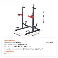 Squat Power Rack Adjustable Heavy Duty Barbell Weight Bench Press Stand