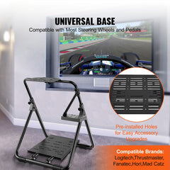 Foldable Racing Steering Wheel Stand, Height Adjustable Universal Base Compatible with Logitech & Thrustmaster Racing Wheel and Pedal, Heavy-duty Frame Standard GT/Formula Seating Portable