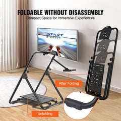 Foldable Racing Steering Wheel Stand, Height Adjustable Universal Base Compatible with Logitech & Thrustmaster Racing Wheel and Pedal, Heavy-duty Frame Standard GT/Formula Seating Portable