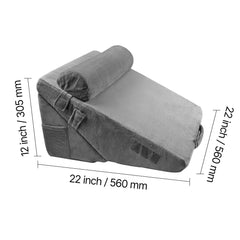Bed Wedge Pillow for Sleeping, 3 Pcs Adjustable Orthopedic Bed Wedge Set, with Washable Cover & Foam Support, Post Surgery Pillow for Acid Reflux, Back Pain, Snoring Relief & GERD, Dark Grey