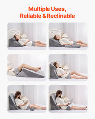 Bed Wedge Pillow for Sleeping, 3 Pcs Adjustable Orthopedic Bed Wedge Set, with Washable Cover & Foam Support, Post Surgery Pillow for Acid Reflux, Back Pain, Snoring Relief & GERD, Dark Grey