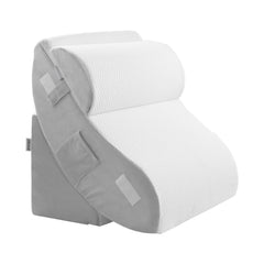 Wedge Pillow for Sleeping, 4 Pcs Adjustable Orthopedic Bed Wedge Set, Support Leg Neck Shoulder, Post Surgery Pillow for Back Pain, Acid Reflux, Snoring Relief, Sitting up in Bed, White/Grey