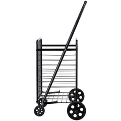Shopping Cart, Folding Grocery Utility Cart with Swivel Wheels, 40.8 kg Large Load Capacity, Heavy Duty Rolling Laundry Basket Butler for Laundry, Shopping, Camping, Grocery, Luggage, Black