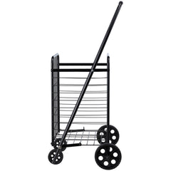 Shopping Cart, Folding Grocery Utility Cart with Swivel Wheels, 40.8 kg Large Load Capacity, Heavy Duty Rolling Laundry Basket Butler for Laundry, Shopping, Camping, Grocery, Luggage, Black