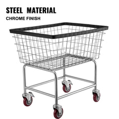 Wire Laundry Cart Wire Laundry Basket 2.8 Bushel Heavy Duty w/ 4'' Wheels