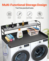 Washer Dryer Countertop with Shelf 54"x27" Wooden Washer Dryer Cover Black