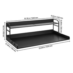 Washer Dryer Countertop with Shelf 54"x27" Wooden Washer Dryer Cover Black