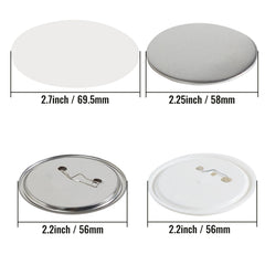2.25" 58mm Button Badge Parts Supplies for Button Maker Machine 500 Sets