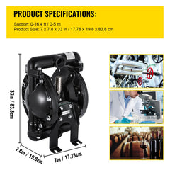 Air-Operated Double Diaphragm Pump 24 GPM 1 Inch Inlet And Outlet