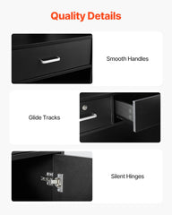 Reception Desk, 1200 x 480 x 1100 mm Rectangular Front Counter Table, Office Reception Counter with Lockable Drawer and Storage Cabinet, for Checkout, Lobby, Beauty Salon and Office, Black
