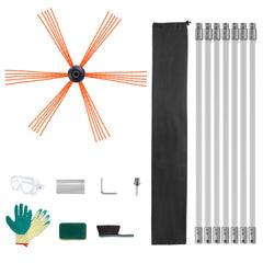 7 m Chimney Sweep Kit, w/ 7 Reinforced Nylon Flexible Rods, Ergonomic Chimney Cleaning Brush, 360-Degree Brush Chimney Cleaner, Rich Accessories for Fireplace Flue Home Use Fits most Pipes
