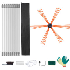 9 m Chimney Sweep Kit, w/ 9 Reinforced Nylon Flexible Rods, Ergonomic Chimney Cleaning Brush, 360-Degree Brush Chimney Cleaner, Rich Accessories for Fireplace Flue Home Use Fits most Pipes