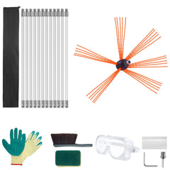 12 m Chimney Sweep Kit, w/ 12 Reinforced Nylon Flexible Rods, Ergonomic Chimney Cleaning Brush, 360-Degree Brush Chimney Cleaner, Rich Accessories for Fireplace Flue Home Use Fits most Pipes