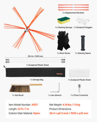 Chimney Sweep Kit, 7m Maximum Extendable Length Chimney Brush, Chimneys Cleaning Kit with Bristle Replacements & Goggles, 90° Bendable Fireplace Cleaning Tool, for Square, Rectangle Chimneys