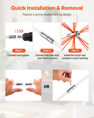Chimney Sweep Kit, 8m Maximum Extendable Length Chimney Brush, Chimneys Cleaning Kit with Bristle Replacements & Goggles, 90° Bendable Fireplace Cleaning Tool, for Square, Rectangle Chimneys