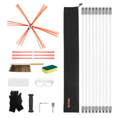 Chimney Sweep Kit, 9m Maximum Extendable Length Chimney Sweep, Chimneys Cleaning Kit with Bristle Replacements & Goggles, 90° Bendable Fireplace Cleaning Tool, for Square, Rectangle Chimneys