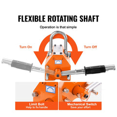 Magnetic Lifter, 600 kg Pulling Capacity, 2.5 Safety Factor, Neodymium & Steel, Lifting Magnet with Release, Permanent Lift Magnets, Heavy Duty Magnet for Hoist, Shop Crane, Block, Board