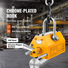 Magnetic Lifter, 1000kg Pulling Capacity, 2.5 Safety Factor, Neodymium & Steel, Lifting Magnet with Release, Permanent Lift Magnets, Heavy Duty Magnet for Hoist, Shop Crane, Block, Board