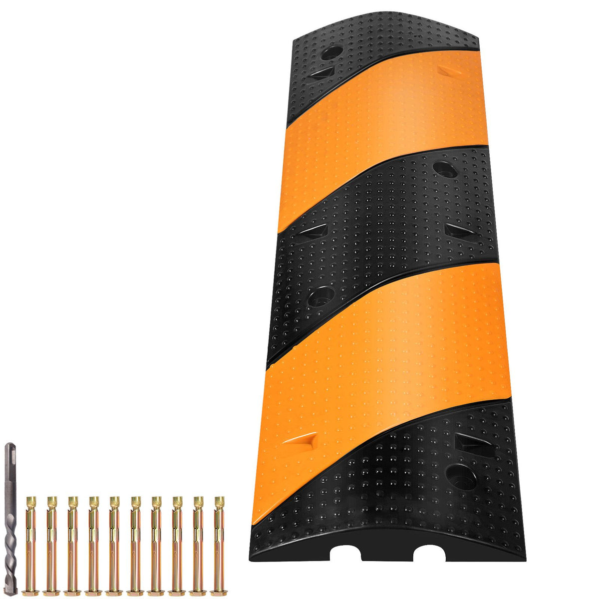 Rubber Speed Bump, 2 Pack 2 Channel Speed Bump Hump, 42\" Long Modular Speed Bump Rated 22000 LBS Load Capacity, 40.2 x 11.8 x 2.4 inch Garage Speed Bump for Asphalt Concrete Gravel Driveway
