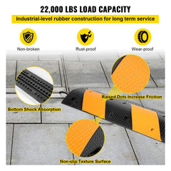 Rubber Speed Bump, 2 Pack 2 Channel Speed Bump Hump, 42\" Long Modular Speed Bump Rated 22000 LBS Load Capacity, 40.2 x 11.8 x 2.4 inch Garage Speed Bump for Asphalt Concrete Gravel Driveway