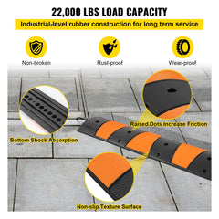 Rubber Speed Bump, 1 Pack 2 Channel Speed Bump Hump, 72.8\" Long Modular Speed Bump Rated 22000 LBS Load Capacity, 72.8 x 12.2 x 2.2 Garage Speed Bump for Asphalt Concrete Gravel Driveway-6 FT