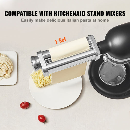 Pasta Attachment for KitchenAid Stand Mixer, Stainless Steel Pasta Sheet Roller Attachment, Pasta Maker Machine Accessory with 8 Adjustable Thickness Knob, KitchenAid Pasta Attachment by VEVOR
