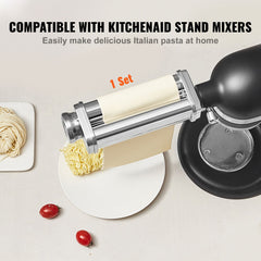 Pasta Attachment for KitchenAid Stand Mixer, Stainless Steel Pasta Sheet Roller Attachment, Pasta Maker Machine Accessory with 8 Adjustable Thickness Knob, KitchenAid Pasta Attachment by VEVOR