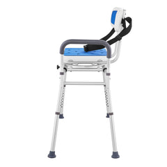 Sliding Tub Transfer Bench with 360 Degree Swivel Seat, Height Adjustable Bathtub Transfer Bench with Armrest & Safety Belt, Non-Slip Rotating Shower Chair for Elderly Disabled, 400LBS Capacity