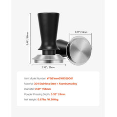 51mm/53mm/58mm Espresso Tamper Stainless Steel Coffee Tamper with Spring